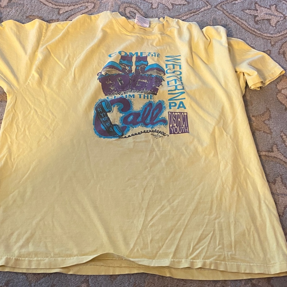 1994 Yellow Graphic Tee - Western District Youth Call Design $25 Beefy T